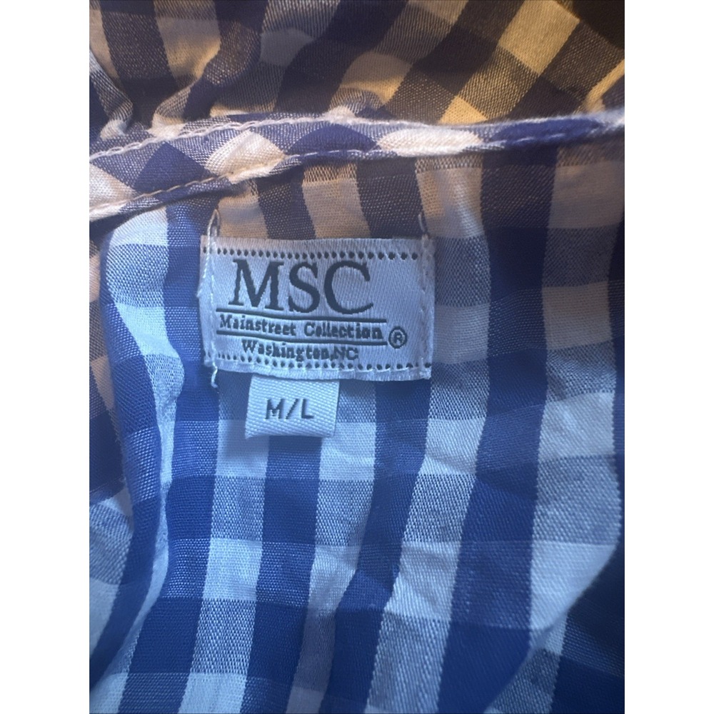 Womens Mainstreet Collection Gingham Ruffle Robe Size M/L Knee Length COTTON EUC - Picture 7 of 8